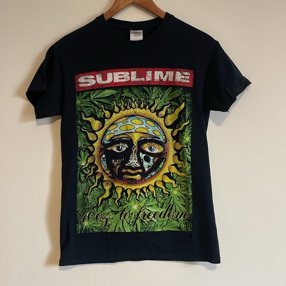 Sublime Band T-Shirt Small Black 40 Oz to Freedom Sun Graphic Punk Alt Reggae - Picture 1 of 12